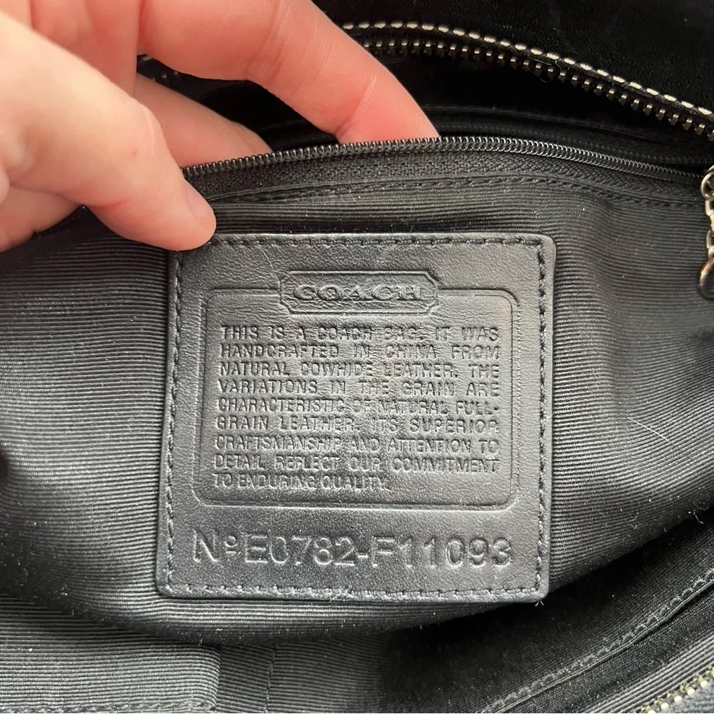 Coach Black Leather Tote with White Stitching
